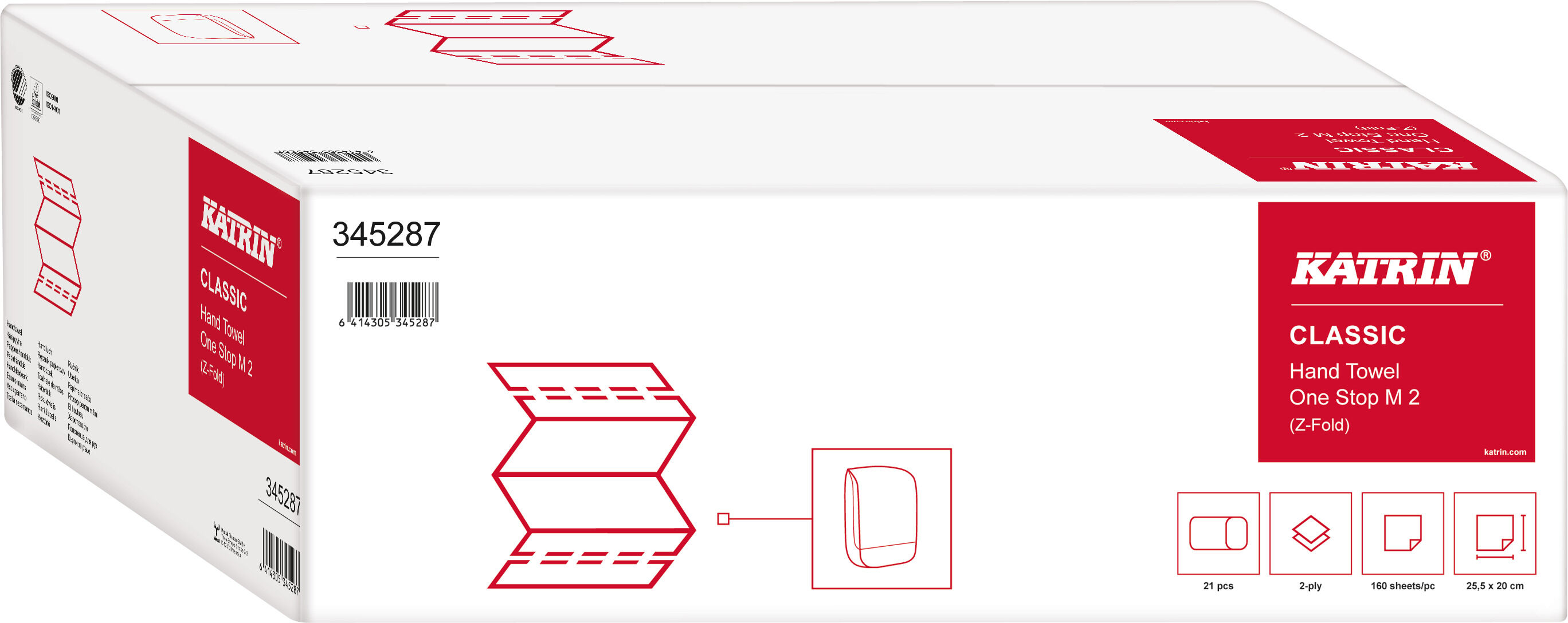 Katrin Classic non-Stop papieren handdoekjes Z-fold M2 24x20,3cm per 25x160st.