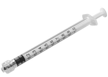 1ml low dead space luerlock spuit per 100st.