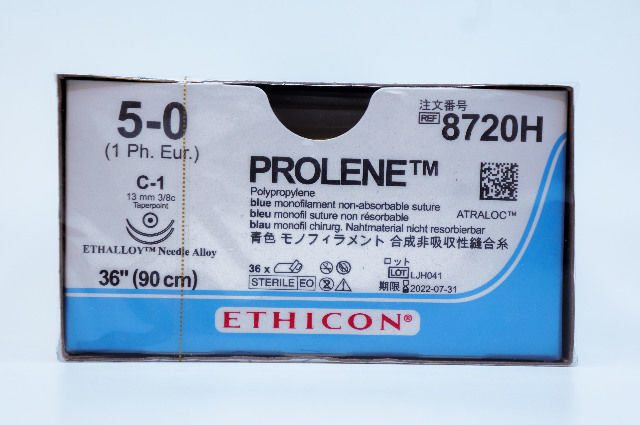 Prolene hechtdraad 8720H 5-0 blauw draad 90cm 2x C-1 taperpoint hechtnaald 3/8 13mm per 36st