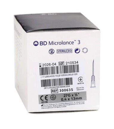 BD Microlance injectienaalden per 100st. 0.4x13mm grijs 27G