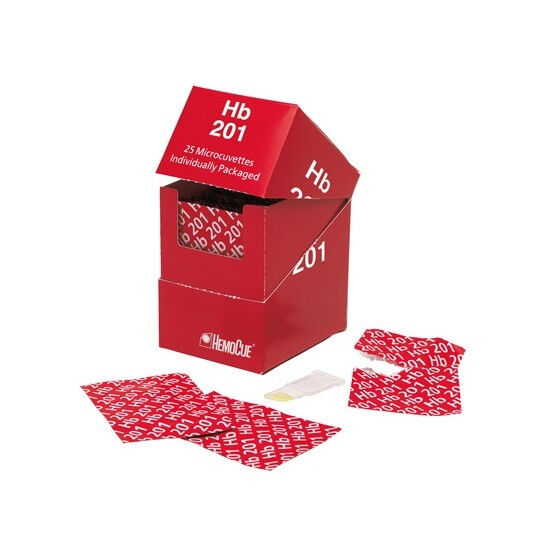 HemoCue Hb 201 microcuvetten per 25 stuks steriel apart verpakt