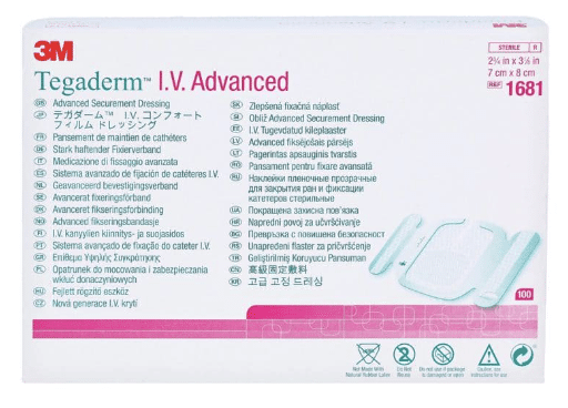 3M Tegaderm advanced IV 7x8cm pleister 100st. - afbeelding 0
