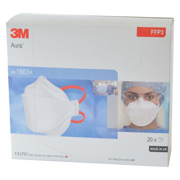 3M Adembeschermingsmasker FFP3 zonder ventiel per 20st. Type IIR - afbeelding 1