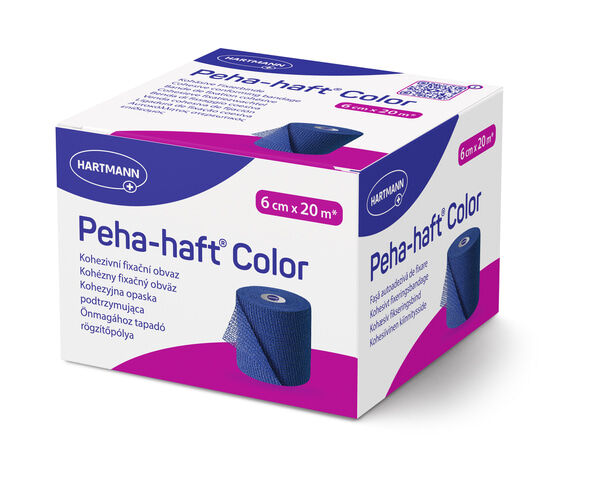 Peha haft Color 6cmx20m zelfklevende zwachtel blauw per stuk