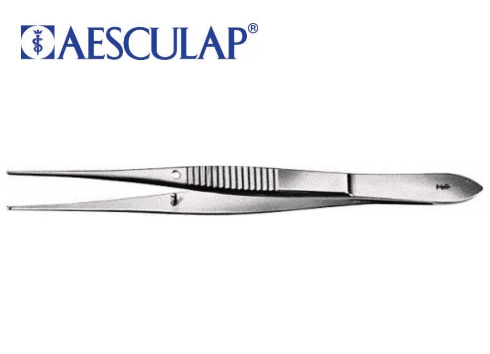 Aesculap fijn chirurgisch pincet 1x2 tands 100mm per stuk - afbeelding 1