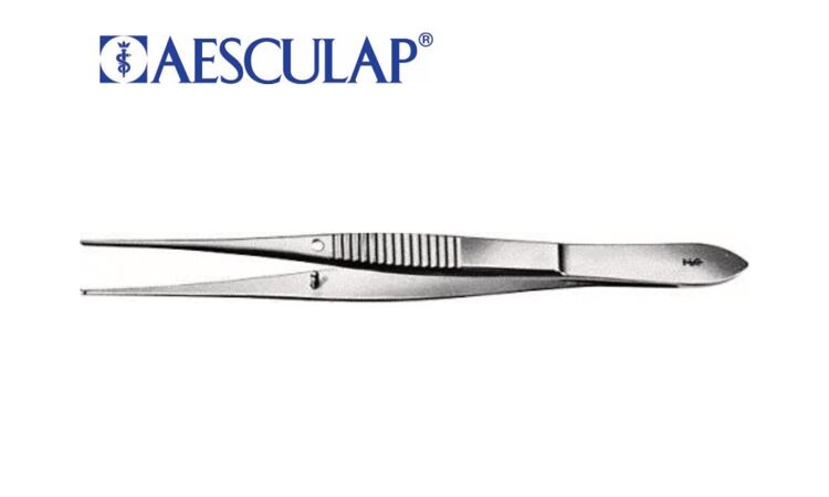 Aesculap fijn chirurgisch pincet 1x2 tands 100mm per stuk - afbeelding 1
