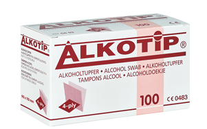 Alkotip alcohol reinigingsdoekje 3x6,5cm niet steriel per 100st.