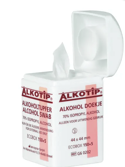 Alkotip alcoholdoekjes dispenser 44x44 per 155ST
