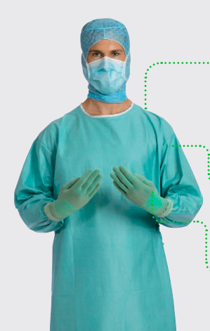 Molnlycke barrier classic operatiejas standaard tieback maat XL-L 141cm per 40st.