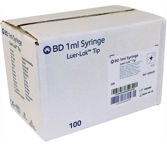  1ml spuit van Becton Dickinson met luerlock aansluiting