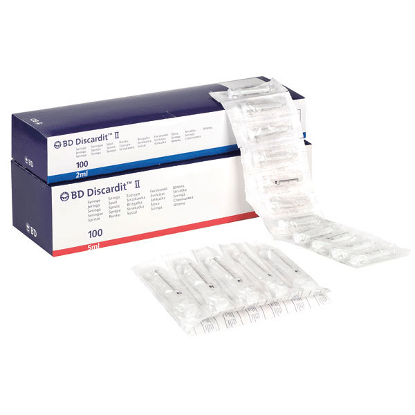 BD discardit 2 delige injectiespuit met Luer aansluiting per 100ST