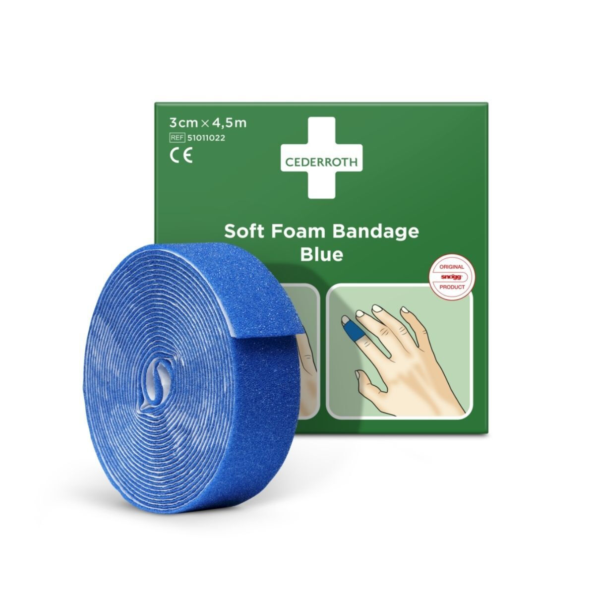 Cederroth Soft Foam Bandage blauw 3cm x 4,5m per stuk