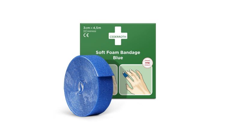 Cederroth Soft Foam Bandage blauw 3cm x 4,5m per stuk - afbeelding 0
