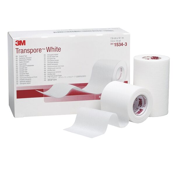 3m Transpore wit chirurgische hechtpleister op rol 5cm x 9,1m per 6 rollen