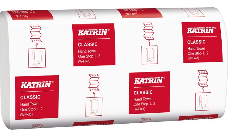 Katrin Classic papieren handdoekjes W-fold L2 32x20,3cm per 25x120st. - afbeelding 0