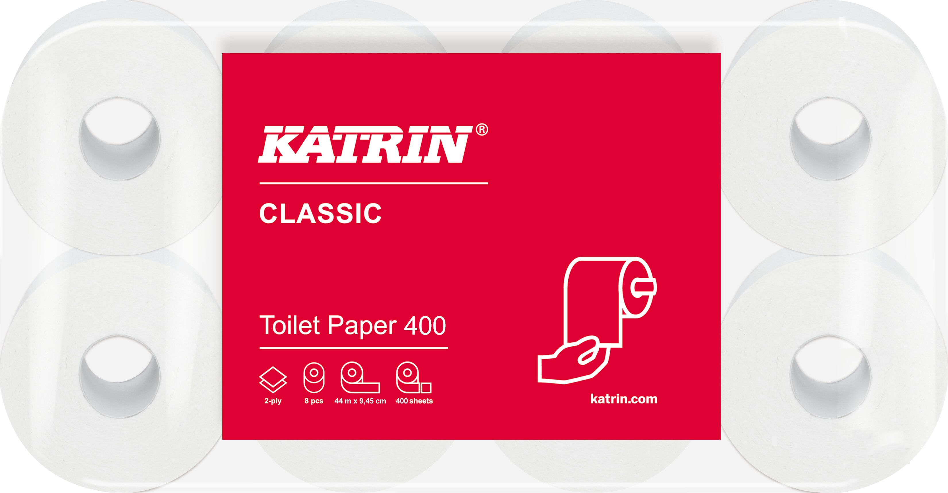 Katrin Classic Toiletpapier wc papier 400 vel op een rol per 48st.