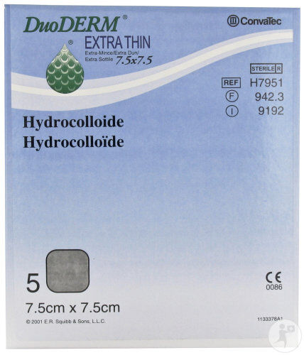 DUODERM EXTRA THIN HYDROCOLLOID WONDVERBAND 7.5X7.5CM 187951 STERIEL - 5 stuks