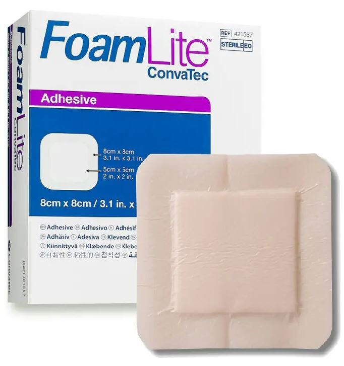 CONVATEC FOAM LITE ADHESIVE SCHUIMVERBAND SILICONEN 8X8CM