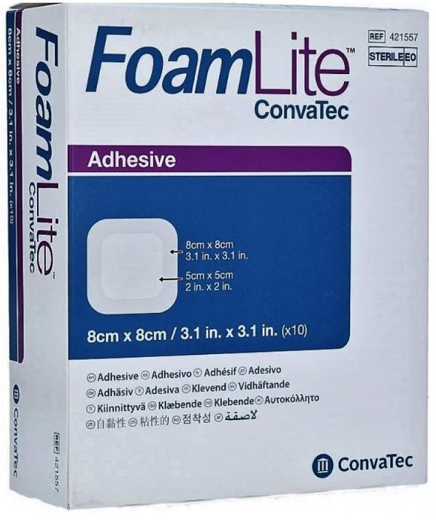 CONVATEC FOAM LITE ADHESIVE SCHUIMVERBAND SILICONEN 8X8CM