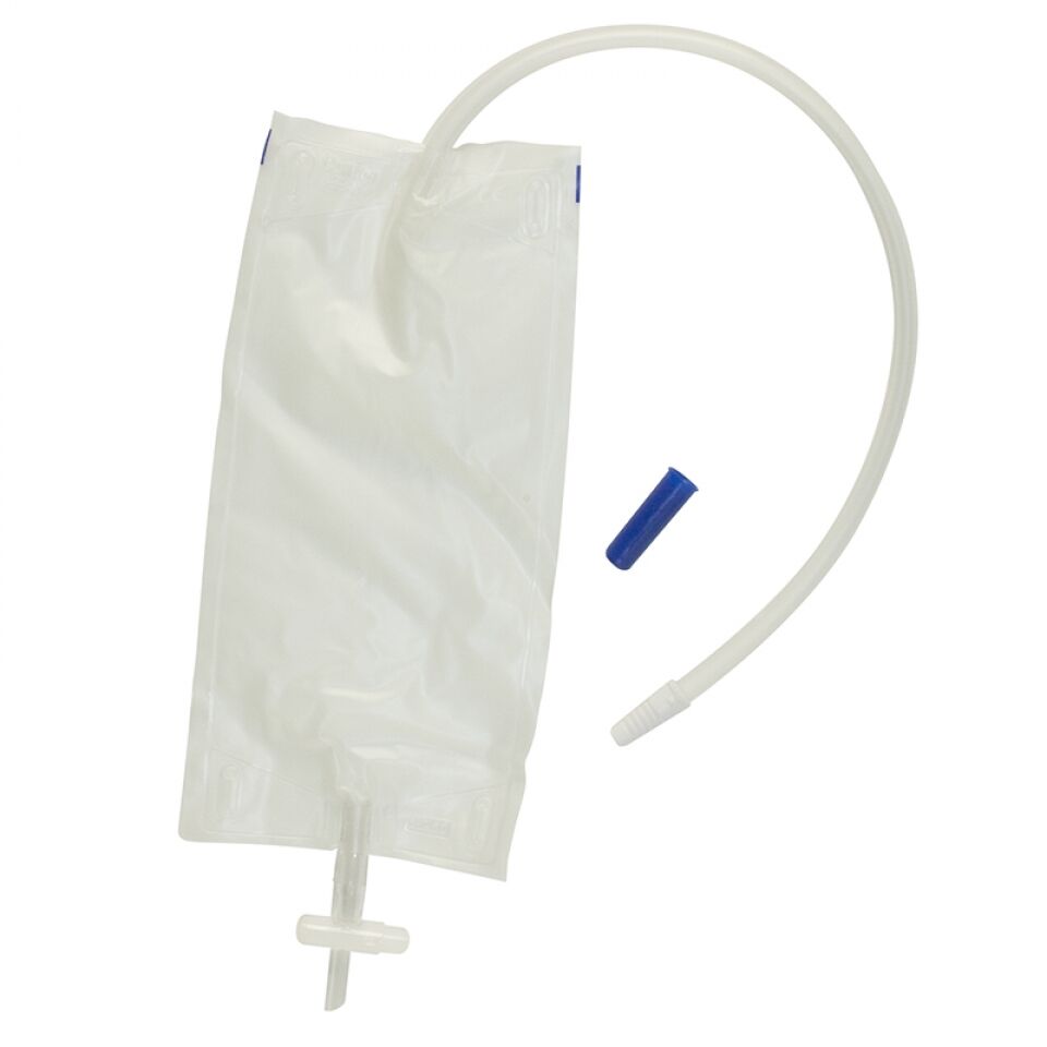 Curion urinebeenzak 750ml transparant met kruiskraan 45cm per 25st. 