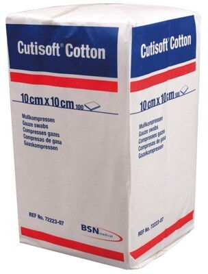 Katoen gaaskompres Cutisoft Cotton onsteriel gaas 10x10cm per 100st.