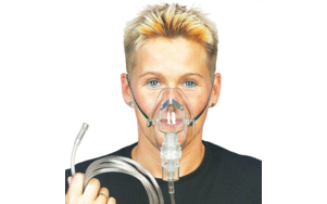 DCT O2 zuurstofmasker met neusklem, veiligheidsslang 2.10m met ventiel, per set