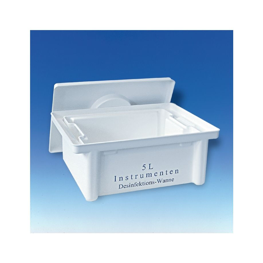 Instrumenten desinfectiebak 5L met korf en deksel 39,4cm lang x 26cm breed x 15,6cm hoog - afbeelding 0