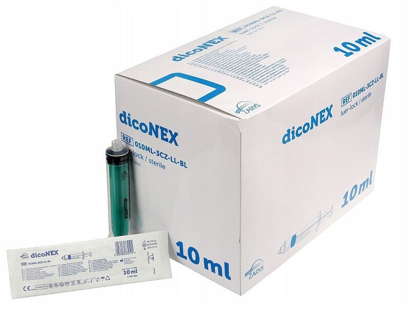 Diconex 3 delig Luerlock Syringe 10ML per 100ST