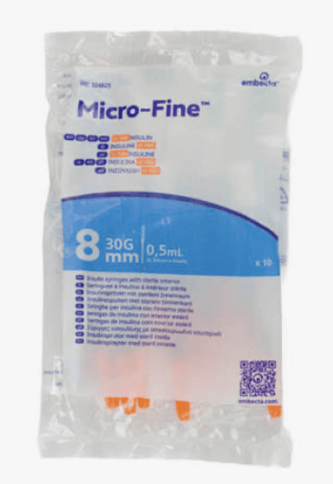 Microfine insuline spuit met naald per 10x10ST