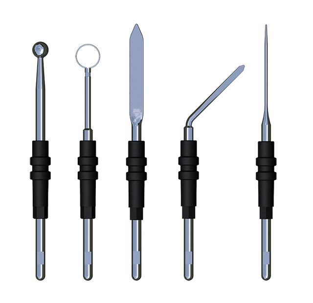 Erbe elektrochirurgie set voor 2.4mm handvat met lis, blade, bol, naald en gebogen blade elektrode per set