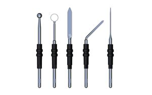 Erbe elektrochirurgie set voor 2.4mm handvat met lis, blade, bol, naald en gebogen blade elektrode per set