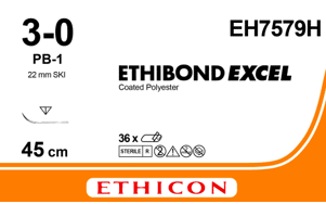 Ethibond excel hechtdraad EH7579H 3-0 draad met PB-1 naald 22mm per 36st.