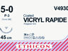 Ethicon hechtdraad V4930H vicryl rapid 45cm ongekl 5-0 naald P-3 per 36ST