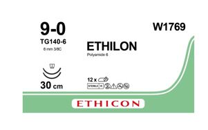 Ethilon Hechtdraad W1769 9-0 draad 30cm zwart met 2x TG140-6 naald per 12st.