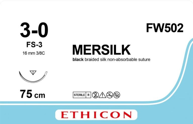 Ethicon Mersilk Perma-Hand silk hechtdraad FW502 3/0 16 mm 75 cm 36ST