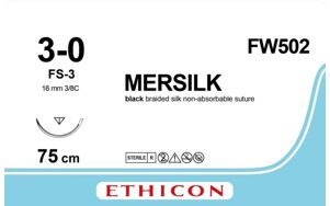 Ethicon Mersilk Perma-Hand silk hechtdraad FW502  3/0 16 mm 75 cm 36ST
