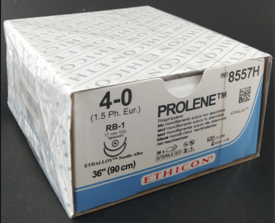Prolene hechtdraad 4-0 met 2x RB-1 naald 90cm draad per 36st