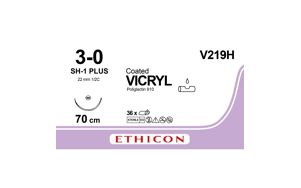 Vicryl hechtdraad V219H 3-0 SH-1 plus naald 70cm 36st.