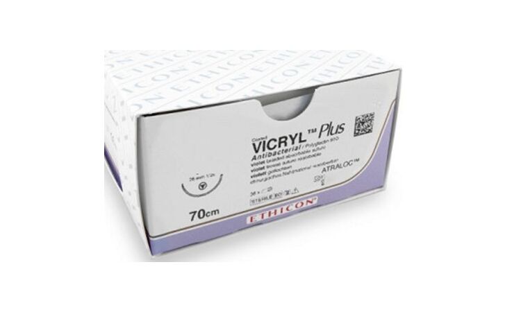 Vicryl Plus hechtdraad 4/0 VCP304H RB1 plus naald 70cm draad per 36st. - afbeelding 0