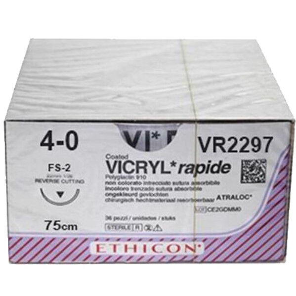 Vicryl Rapide hechtdraad VR2297 4-0 FS2 naald 75cm lang ongekleurd per 36st.