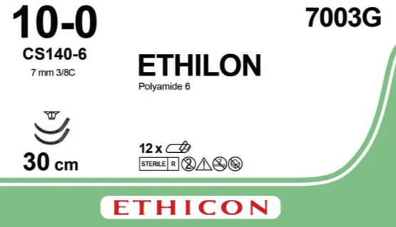 Ethilon hechtdraad 10-0 7003G CS-140-6 naald 30cm zwart draad per 12st - afbeelding 0