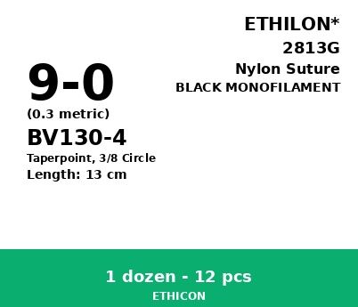 Ethilon 2813G hechtdraad - BV130-4 9-0 - 13cm - | per 12 st. | - afbeelding 0