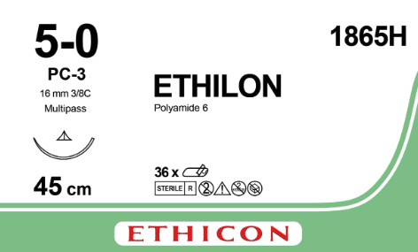 Ethilon hechtdraad 5-0 1865H met PC-3 prime multipass naald 45cm zwart per 36st. - afbeelding 0