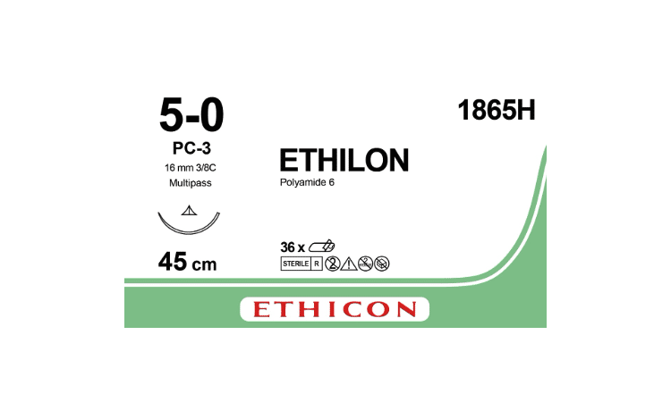 Ethilon hechtdraad 5-0 1865H met PC-3 prime multipass naald 45cm zwart per 36st. - afbeelding 0