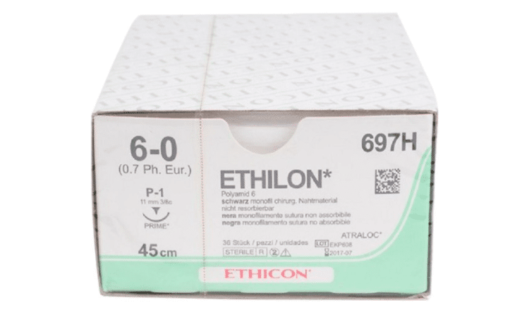 Ethilon hechtdraad 6-0 met P-1 Prime naald 45cm zwart per 36st. - afbeelding 0
