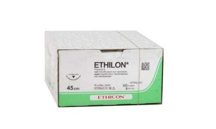 Ethilon hechtdraad 6-0 W511 met FS-3 naald 45cm draad per 36st. - afbeelding 0