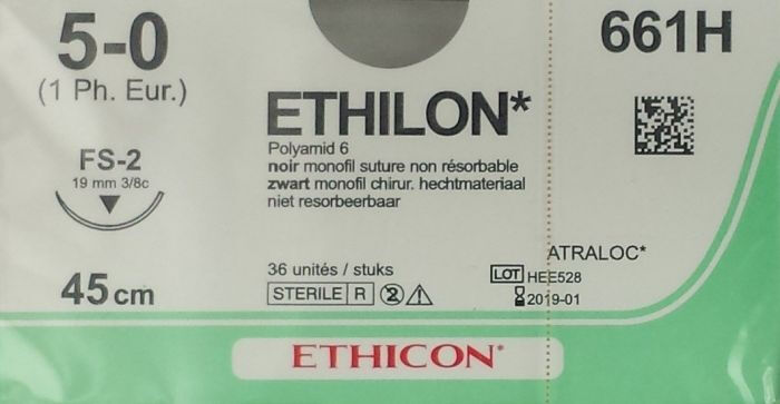 Ethilon hechtdraad 5-0 661H met FS-2 naald 45CM draad per 36ST