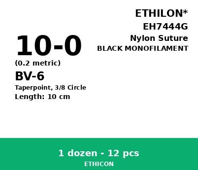 Ethilon EH7444G hechtdraad - BV-6 10-0 - 10cm - | per 12 st. | - afbeelding 0