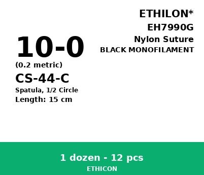 Ethilon EH7990G hechtdraad - CS-44-C 10-0 - 15cm - | per 12 st. | - afbeelding 0