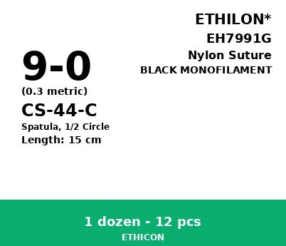 Ethilon EH7991G hechtdraad - CS-44-C 9-0 - 15cm - | per 12 st. | - afbeelding 0